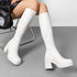 DAMEN-KNIESTIEFEL - BLOCKABSATZSTIEFEL IN UNI MIT SEITLICHEM REISSVERSCHLUSS